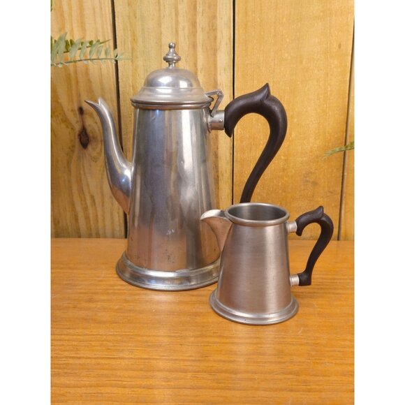 Vintage Kirk Stieff Pewter Coffee Pot and Matching Creamer - Picture 1 of 16